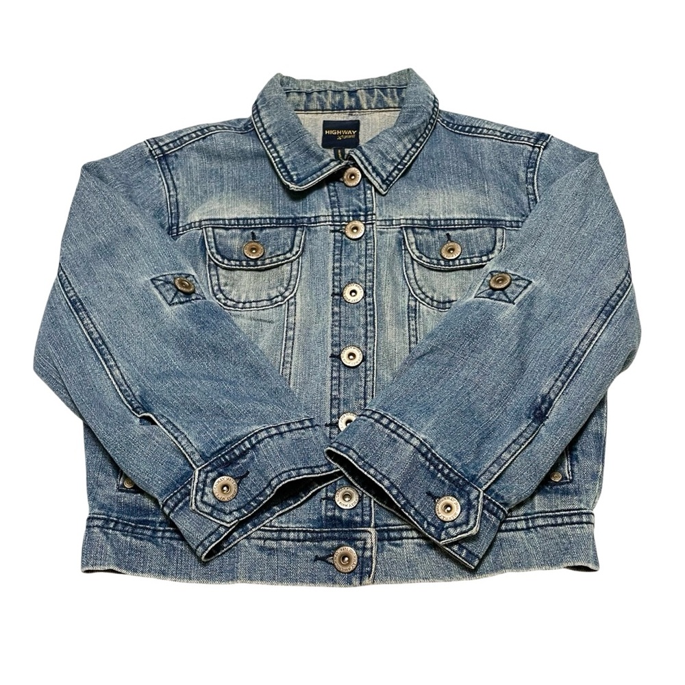 Highway Jeans Kids Classic Washed Blue Denim Jacket Unisex kids size M 7/8 Years